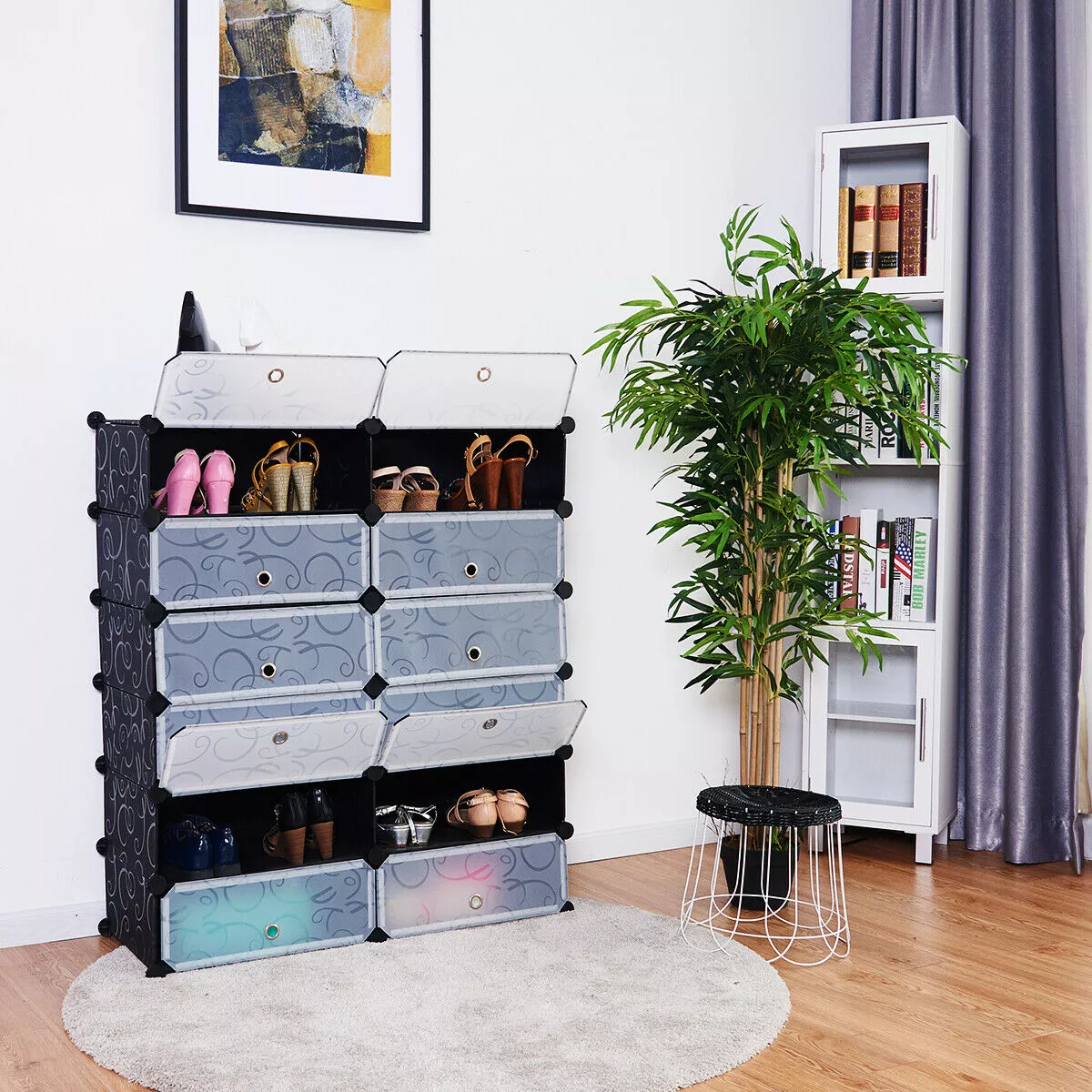 Costway 12 Cubic Portable Shoe Rack Shelf Cabinet Storage Closet Organizer Home Furni