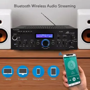 Pyle Home PDA5BU High Performance Powerful 200 Watt AM/FM Radio AUX/USB Input CD/DVD Player Wireless Bluetooth Home Stereo Amplifier System