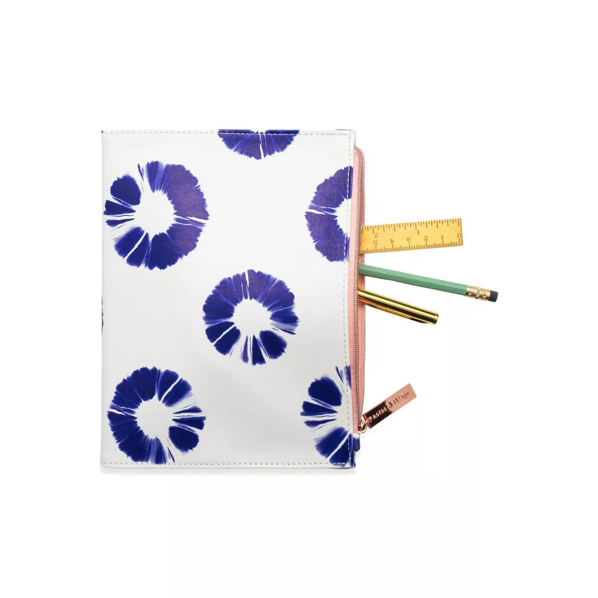 Leatherette Journal with Zipper Pouch Indigo Batik - DesignWorks Ink