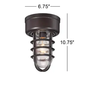 John Timberland Nautical Outdoor Ceiling Light Fixture Bronze Cage 10 3/4