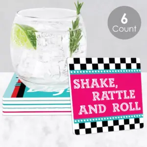 Big Dot of Happiness 50's Sock Hop - Funny 1950s Rock N Roll Party Decorations - Drink Coasters - Set of 6