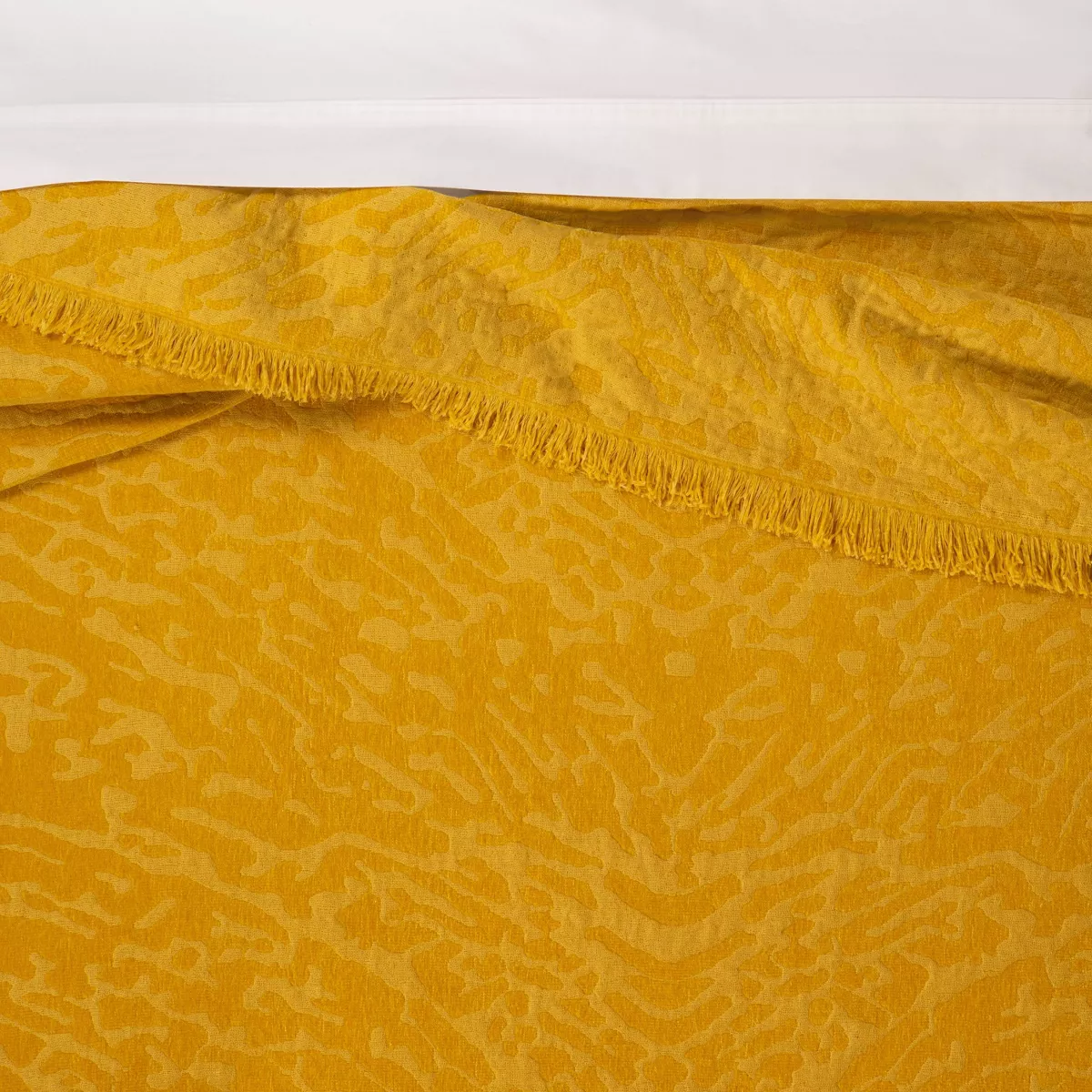 Full/Queen Alligator Chenille Fringe Coverlet Saffron - Opalhouse™