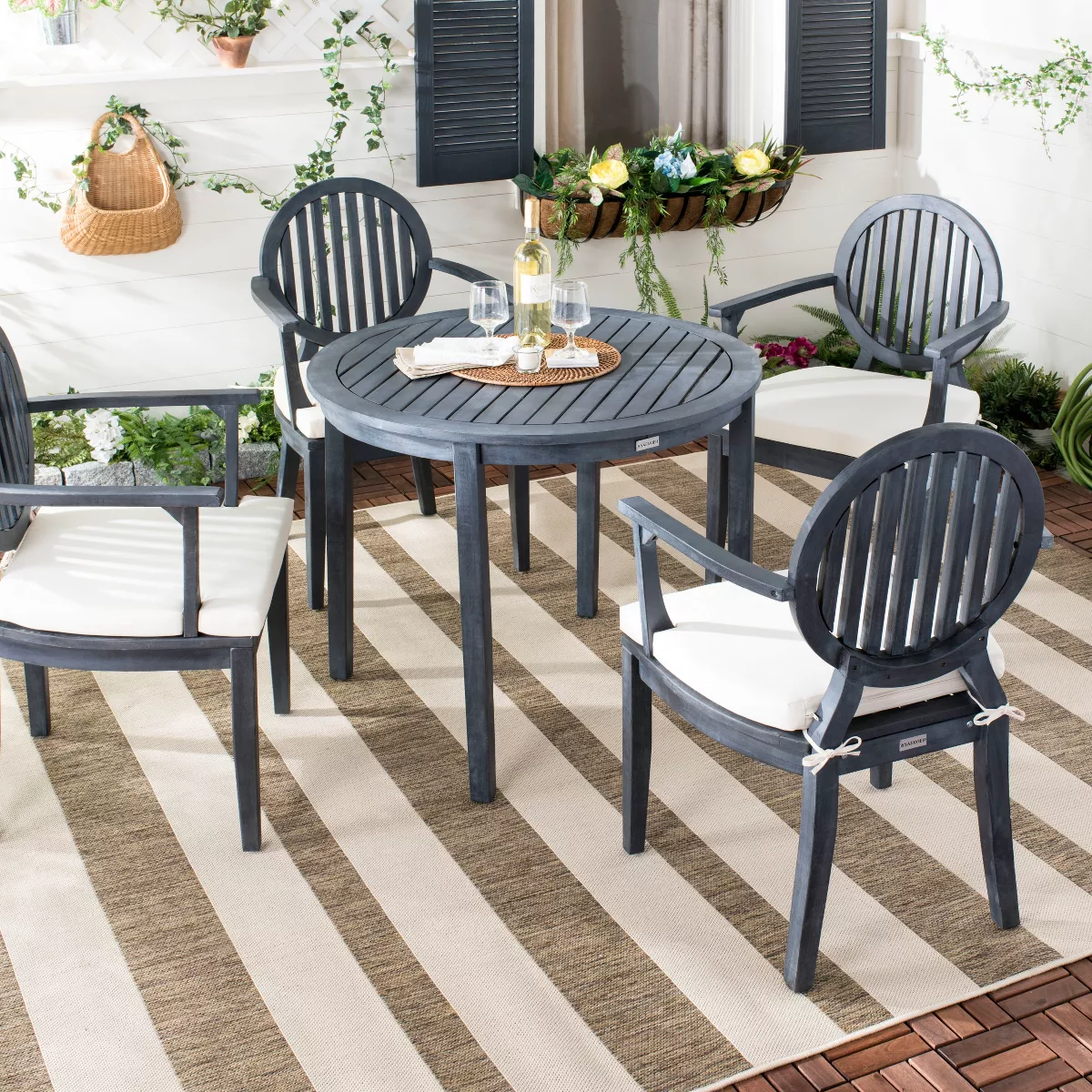 5pc Chino Dining Set Dark Gray - Safavieh