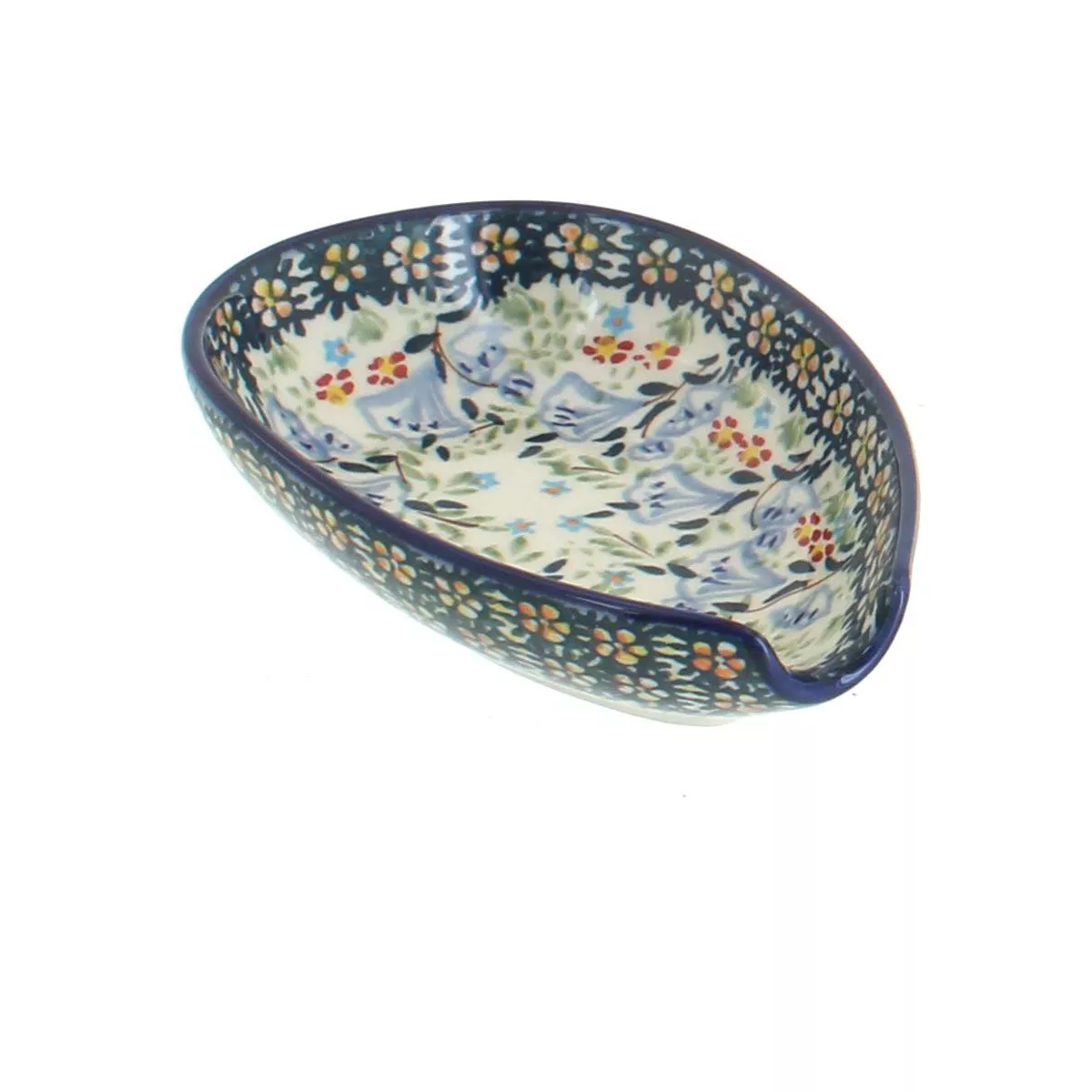 Blue Rose Polish Pottery Periwinkle Small Spoon Rest