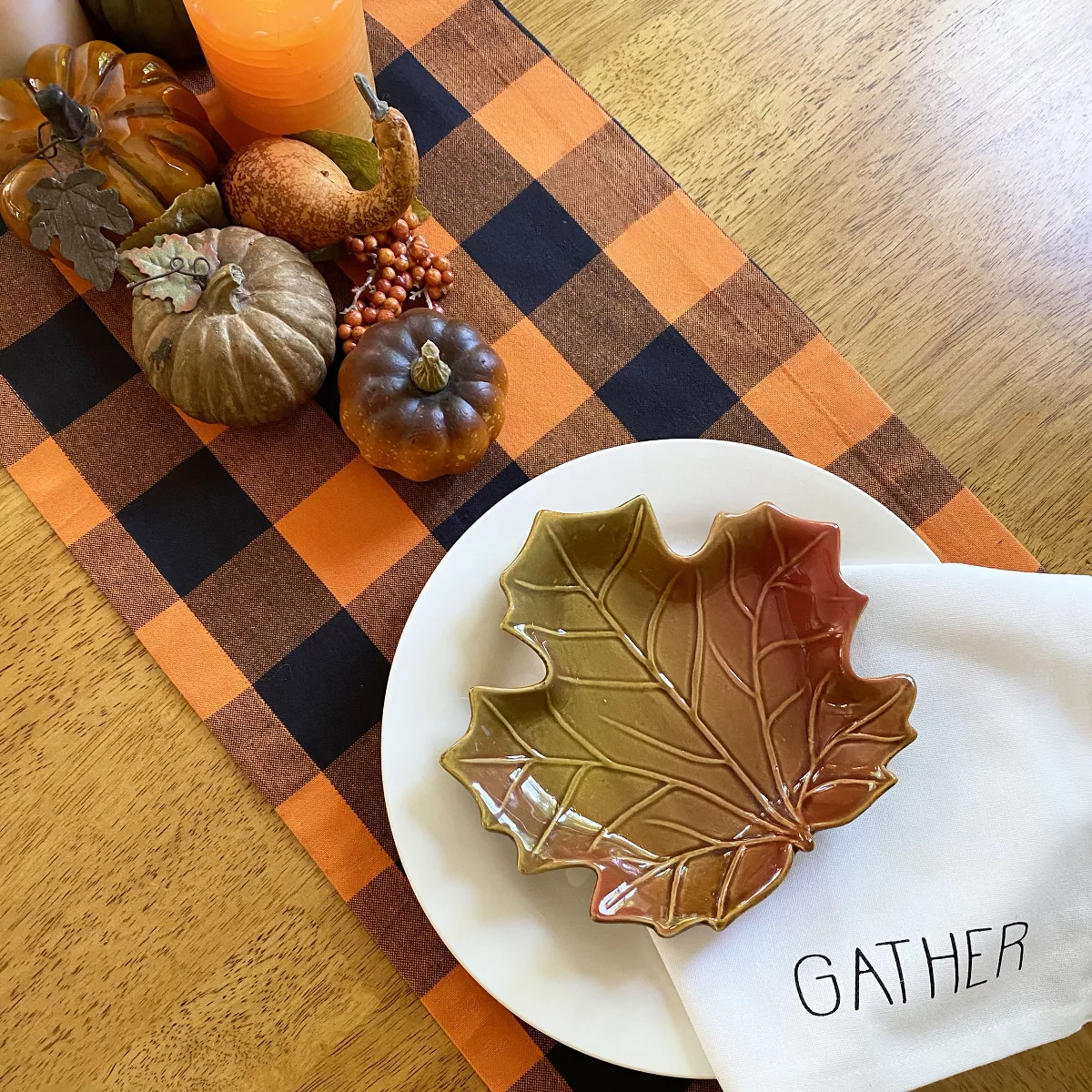 Farmhouse Living Fall Buffalo Check Halloween Table Runner - 13