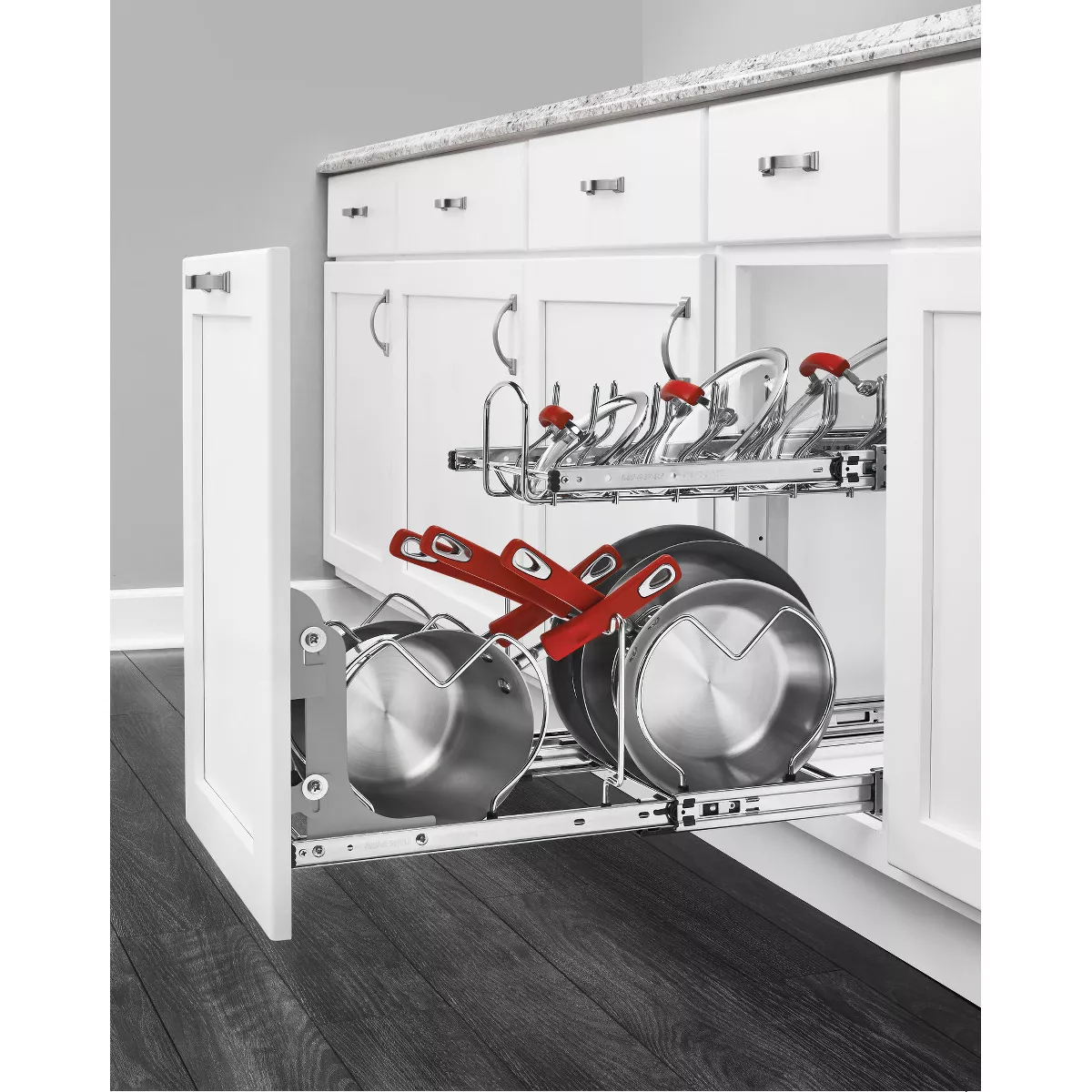Rev-A-Shelf 5CW2-1222-CR 12-Inch 2-Tier Pots and Pans Cookware Cabinet Organizer