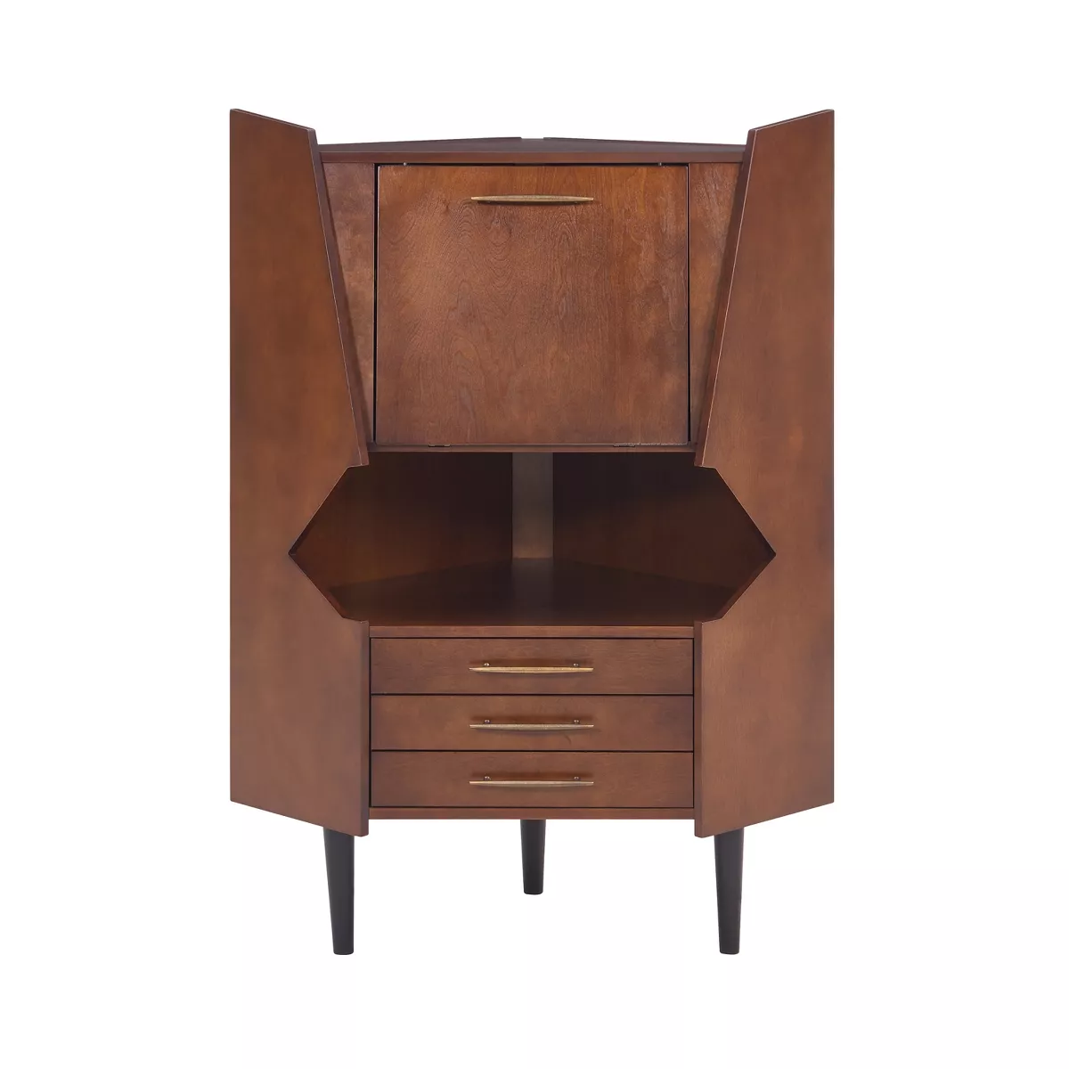 Lars Corner Bar Cabinet Dark Tobacco - Aiden Lane