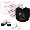Little Treasure Baby Girl Cotton Bib and Sock Set 5pk, Mama, One Size