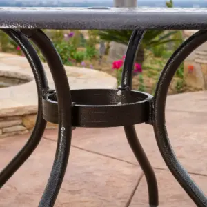 Phoenix Round Cast Aluminum Table - Hammered Bronze - Christopher Knight Home