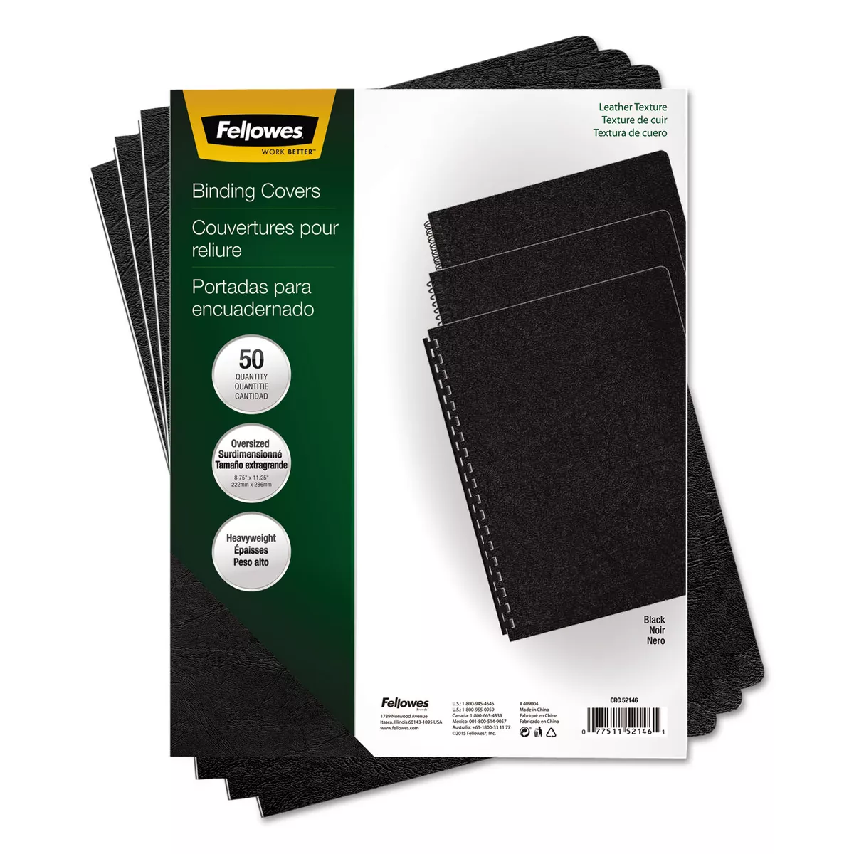 Fellowes Executive Presentation Binding System Covers 11-1/4 x 8-3/4 Black 50/Pack 52146