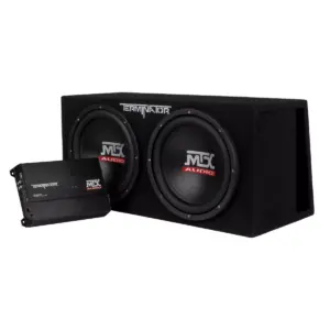 MTX TNP212DV 12 Inch 2000 Watt Dual Loaded Subwoofer Enclosure with Amplifier and MWA040 External Bass Control Knob Accessory