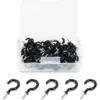 Okuna Outpost 100 Pack Vinyl Coated Screw Eye Hooks, Cup Hook, Black, 1.5"