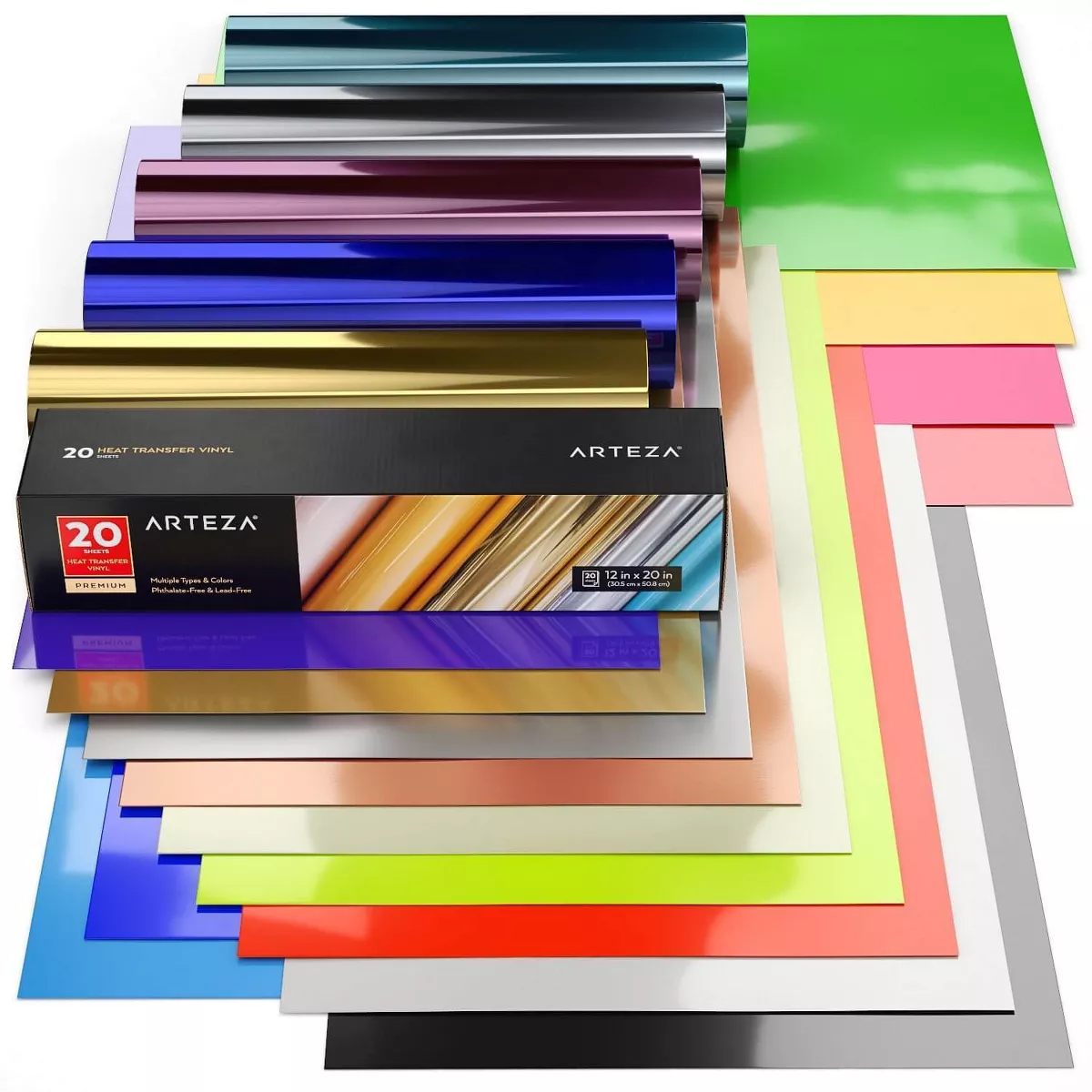 Arteza Heat Transfer Vinyl, Assorted Colors, 12