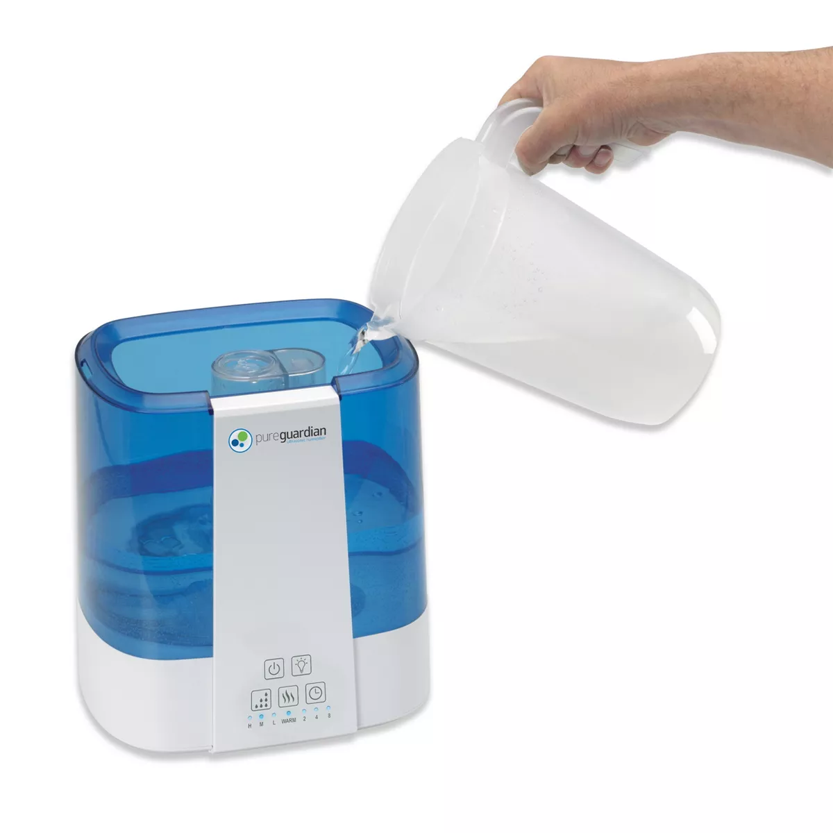 Pure Guardian H5225WCA Top Fill Ultrasonic Cool and Warm Mist Humidifier with Aromatherapy Tray Blue