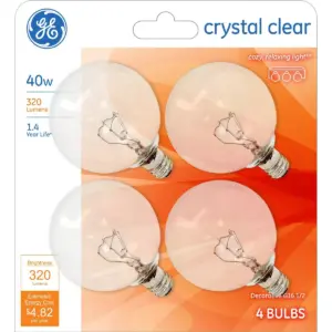 General Electric 40w 4pk G16 Incandescent Light Bulb White/Clear