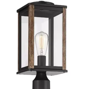 John Timberland Modern Farmhouse Outdoor Post Light Fixture Dark Bronze Wood Grain 17