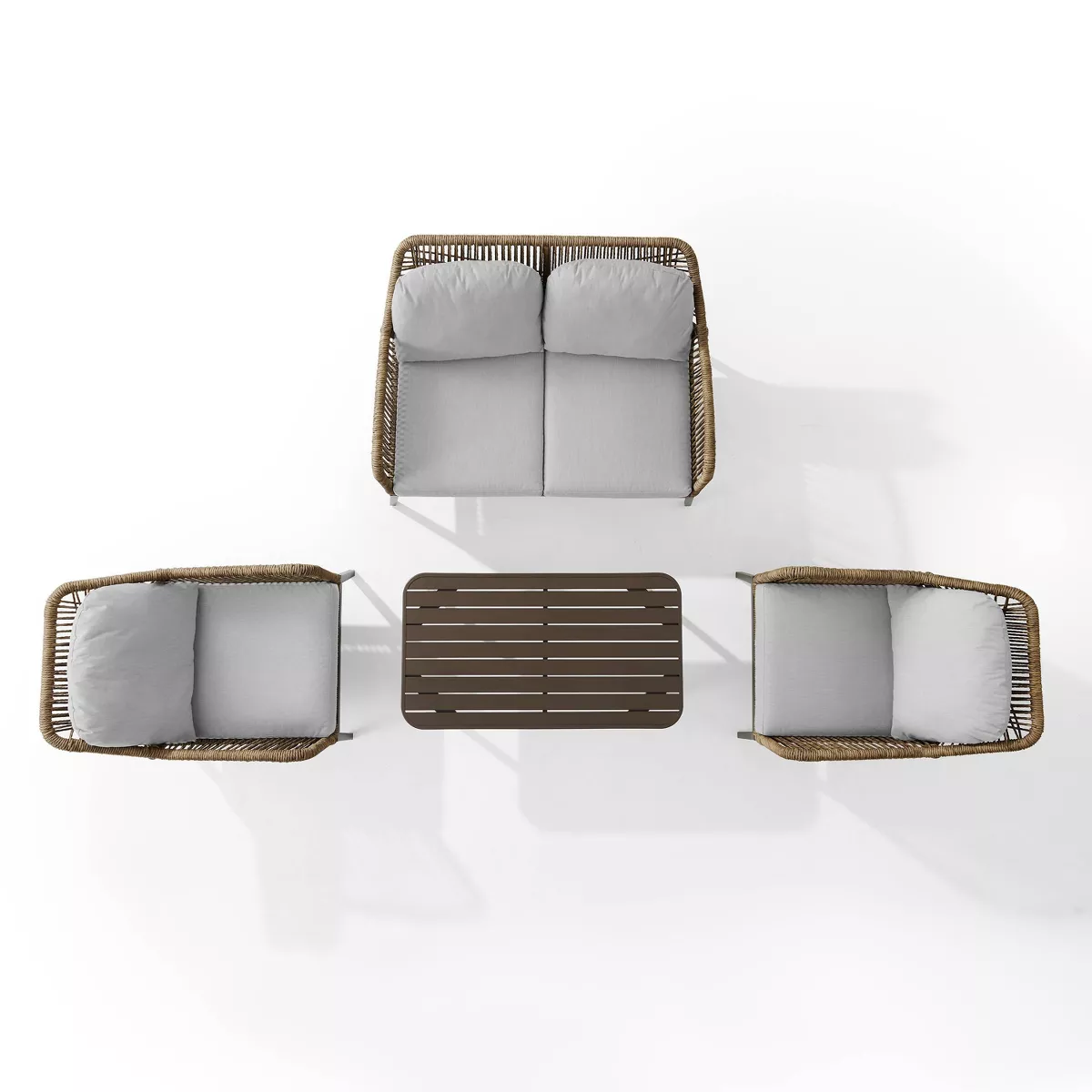 Haven 4pc Outdoor Wicker Conversation Set - Light Gray - Crosley