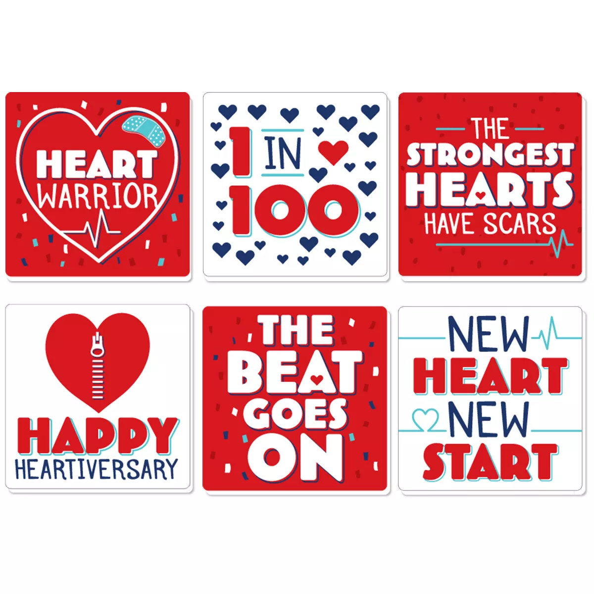 Big Dot of Happiness Happy Heartiversary - CHD Awareness Decorations - Drink Coasters - Set of 6