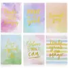 Paper Junkie 6-Pack A5 Watercolor Gold Foil Inspirational Quotes Ruled Notebook Journal (8.27 x 5.67 in, 80 Page)