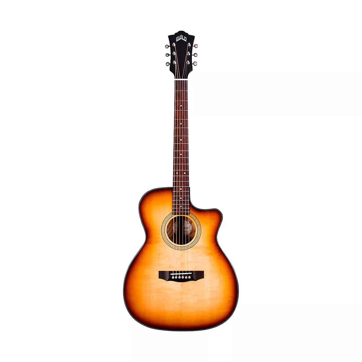 Guild OM-260CE Deluxe Burl Orchestra Cutaway Acoustic-Electric Guitar Edge Burst