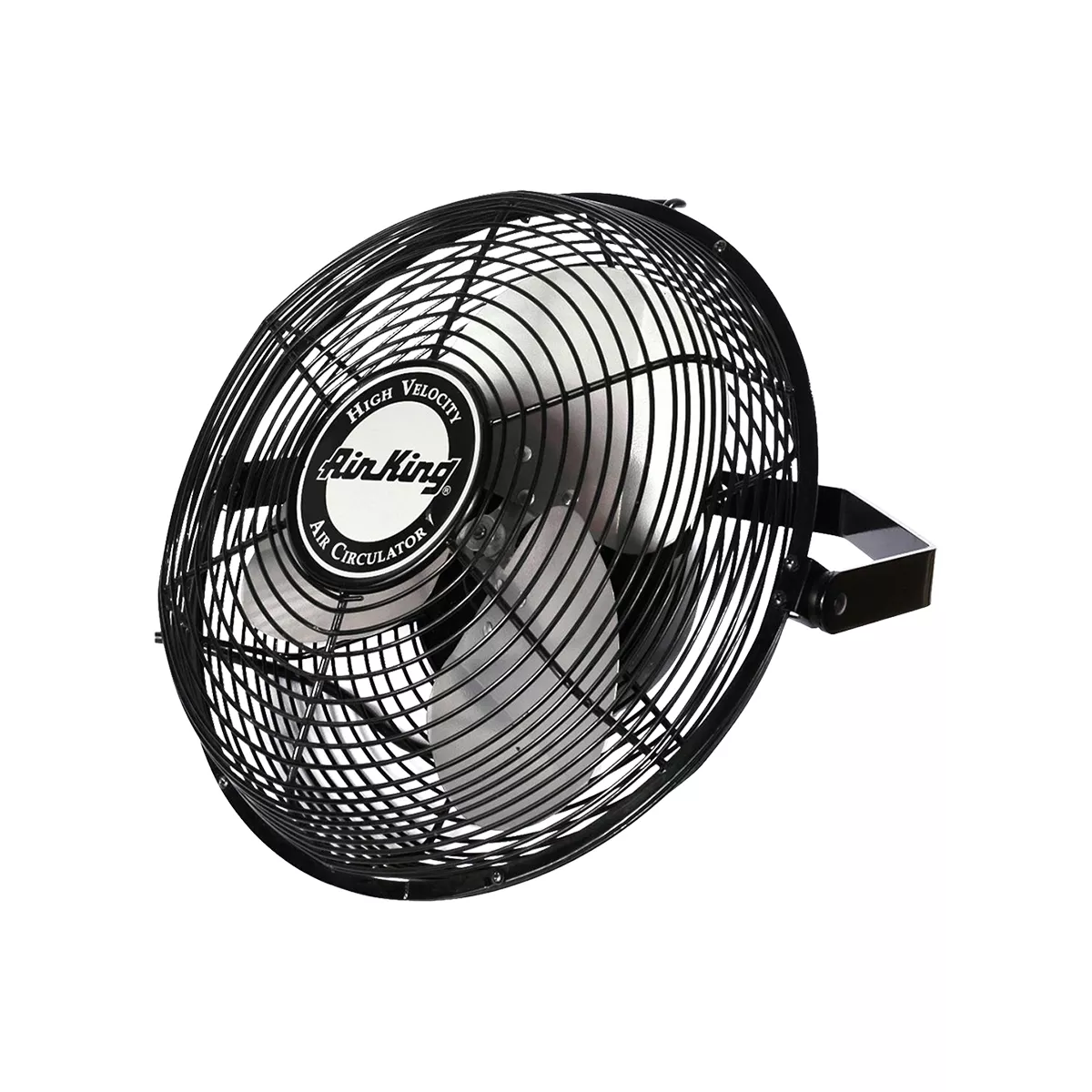 Air King 14 Inch 1/20 Horsepower 3-Speed Indoor/Outdoor Industrial and Commercial Enclosed Pivoting Warehouse Garage Steel Multi-Mount Fan, Black
