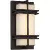 Possini Euro Design Modern Outdoor Wall Light Fixture LED Bronze Grid Segments 12" Frosted Glass for Exterior House Porch Patio