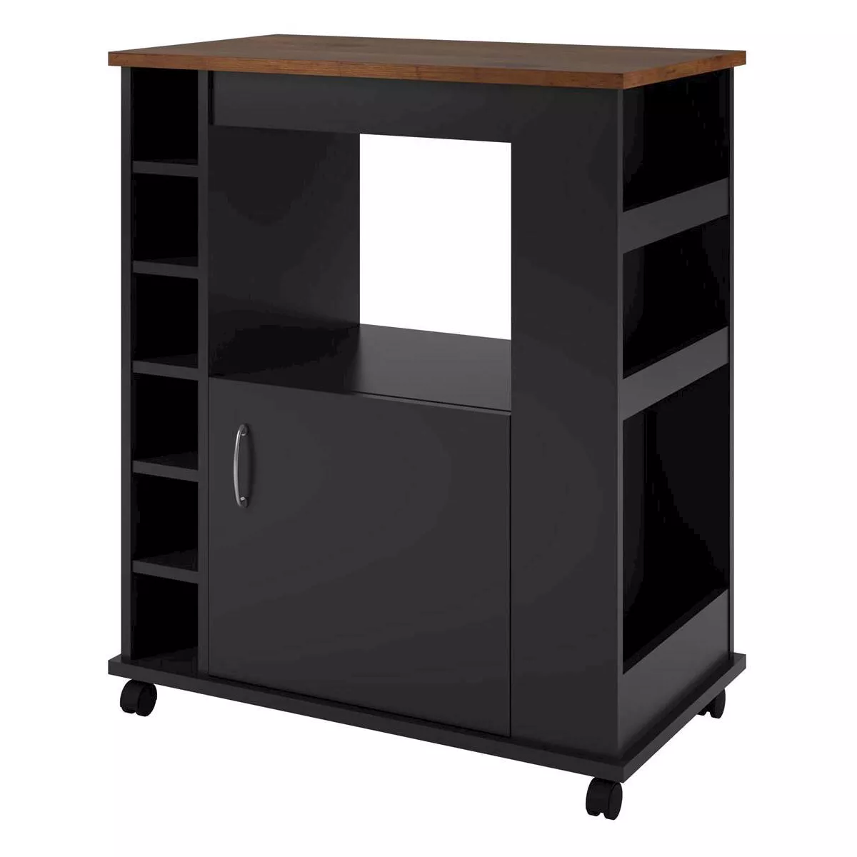 Clementine Kitchen Cart Black/Old Fashioned Pine - Room and Joy