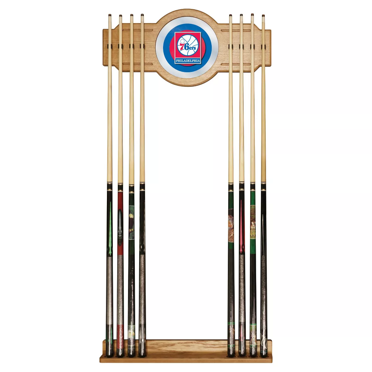 NBA Philadelphia 76ers Billiard Cue Rack with Mirror