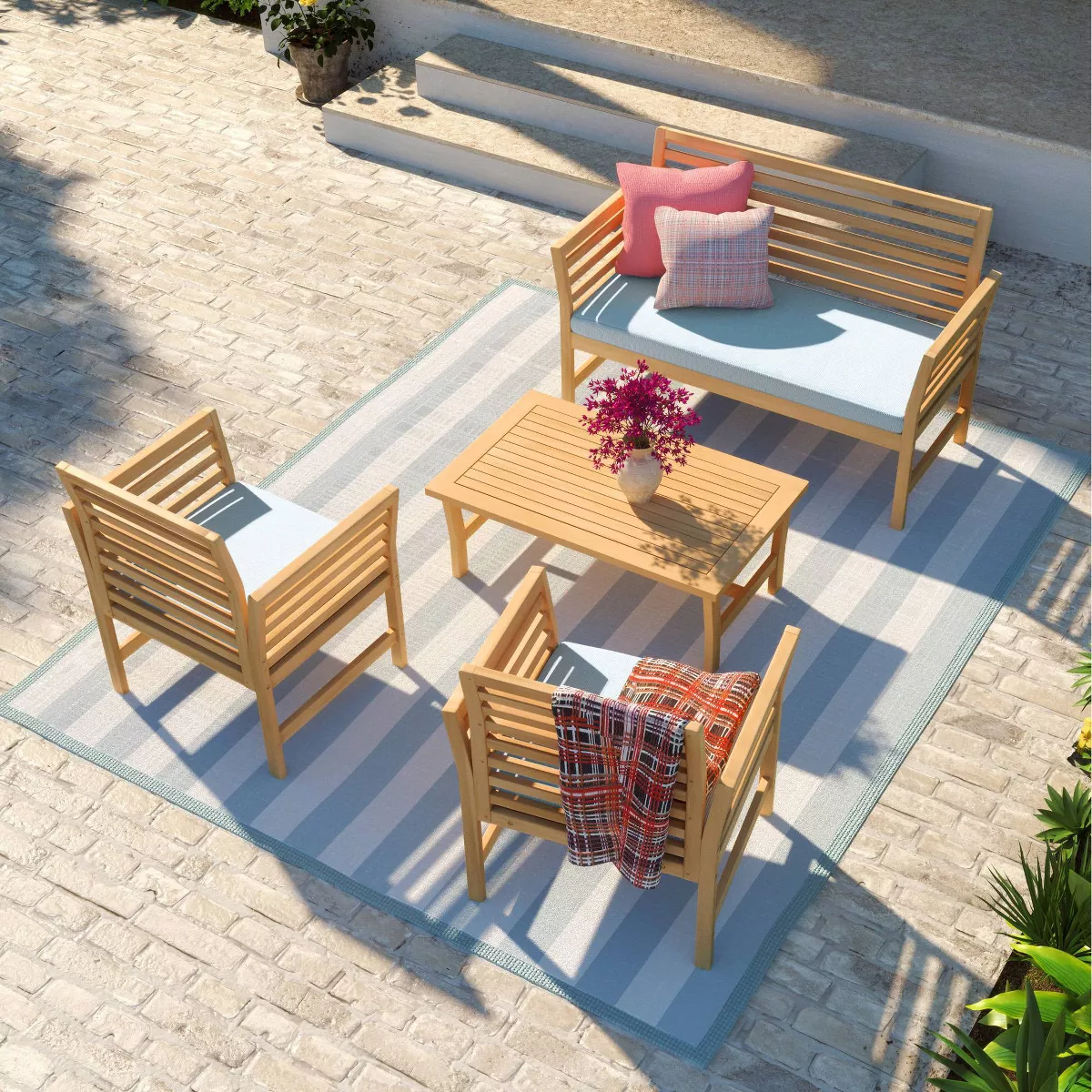 Yuri 4pc Seating Set - Blue - RST Brands