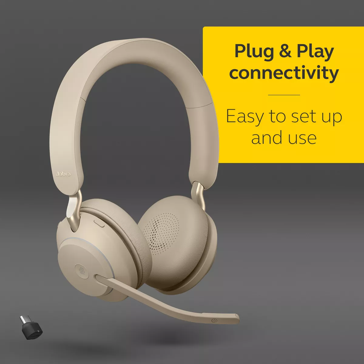 Jabra Evolve2 65 USB-C MS Stereo - Beige Wireless Headset / Music Headphones
