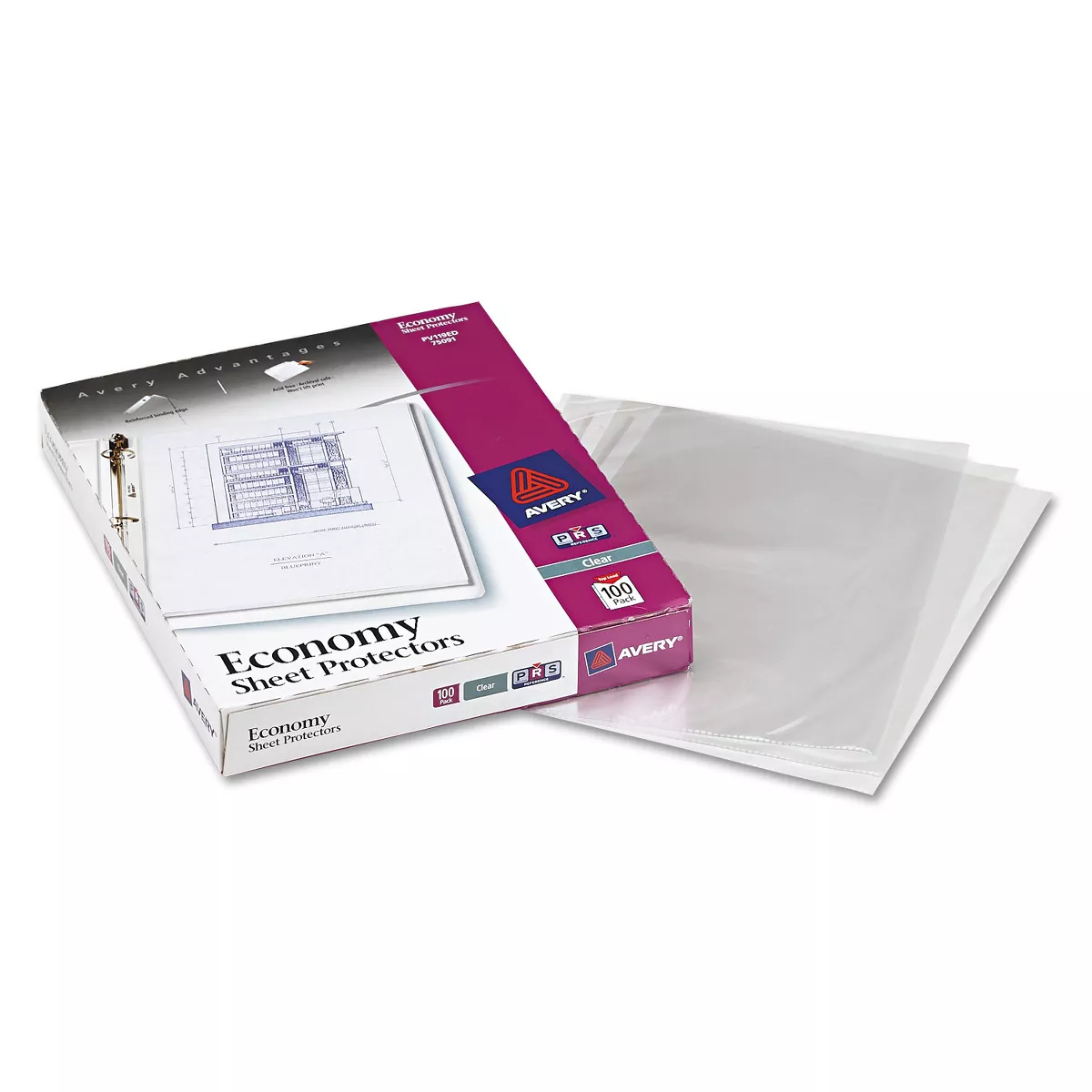 Avery Top-Load Sheet Protector Economy Gauge Letter Clear 100/Box 75091