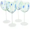 Blue Rose Polish Pottery Cobalt and Green Confetti Large Wine Glass Set