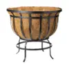 Plow & Hearth - Footed Steel Round Basket Planter with Natural Coir Liner