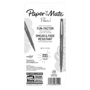 Paper Mate 5pk Marker Pens Flair Medium Tip .7mm Multicolor