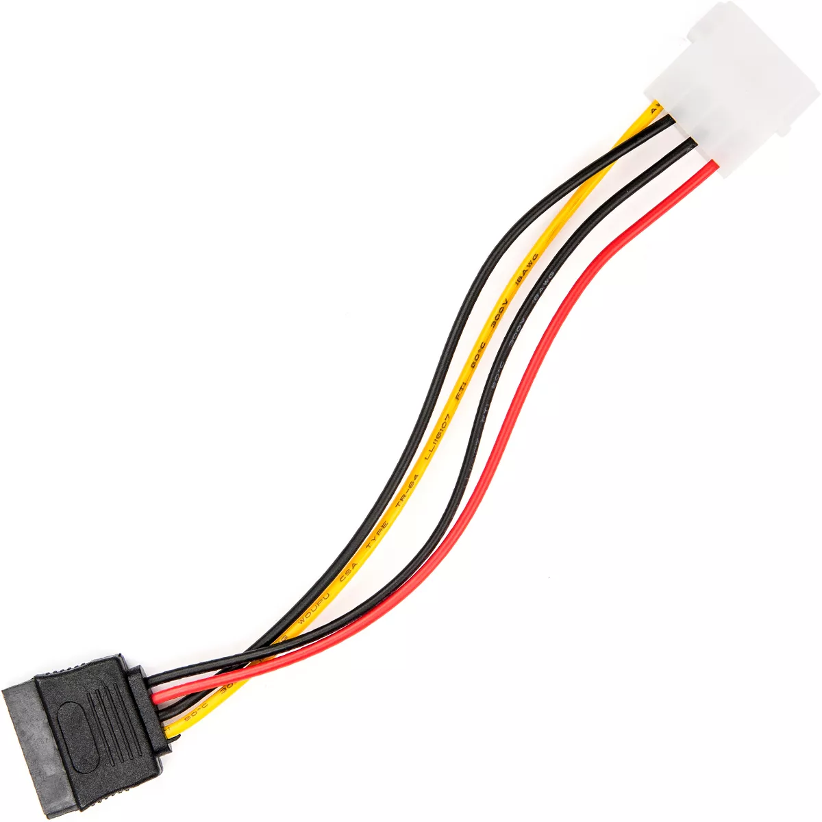 Rocstor Premium 6in 4 Pin Molex to Left Angle SATA Power Cable Adapter - LP4 - SATA Power Adapter C