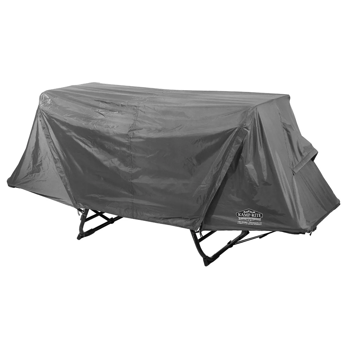 Kamp-Rite Original Portable Cot, Versatile Design Converts into Cot, Chair, or Tent w/ Easy Setup, Waterproof Rainfly & Carry Bag Included, Gray