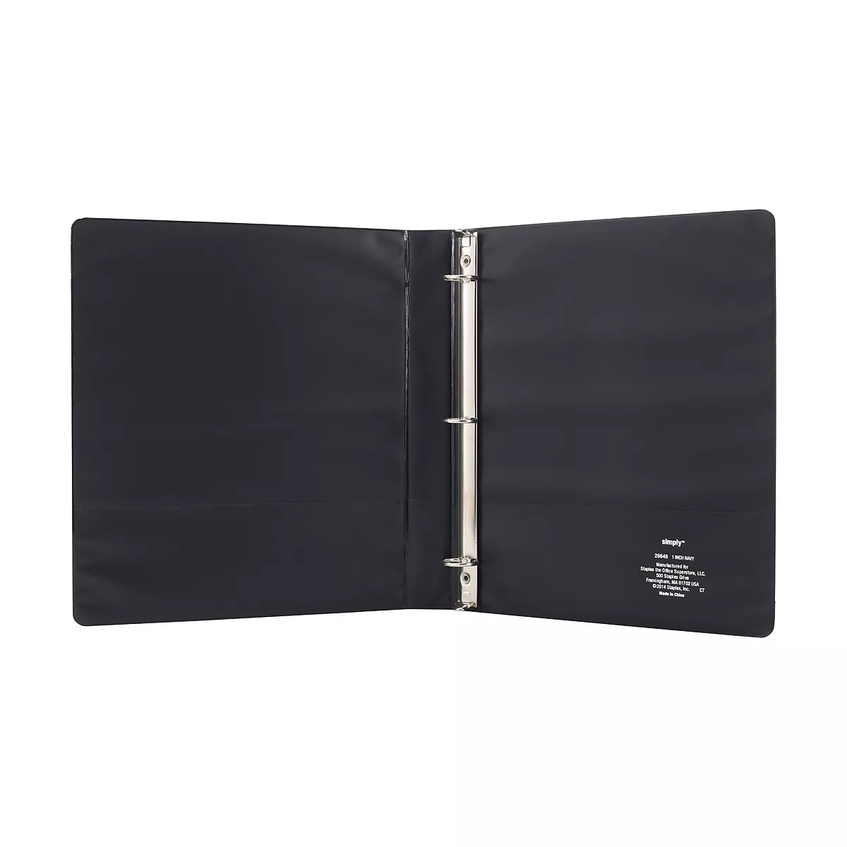 Staples Simply 1-Inch Round 3-Ring Non-View Binder Navy (26646) 1337691