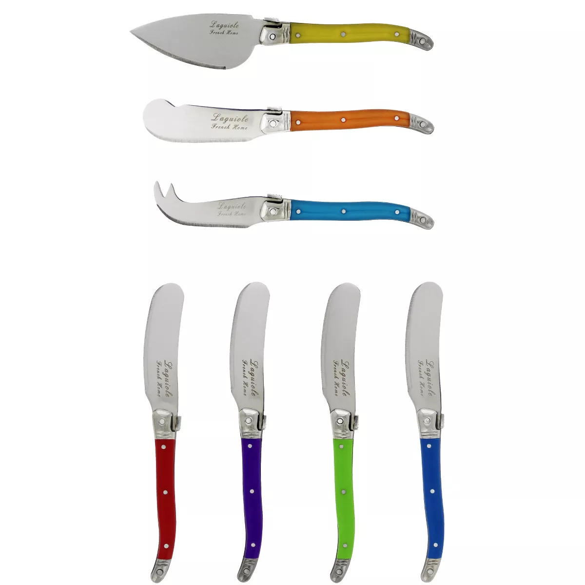 French Home Laguiole 7pc Stainless Steel Jewel Cheese Knife and Spreader Set