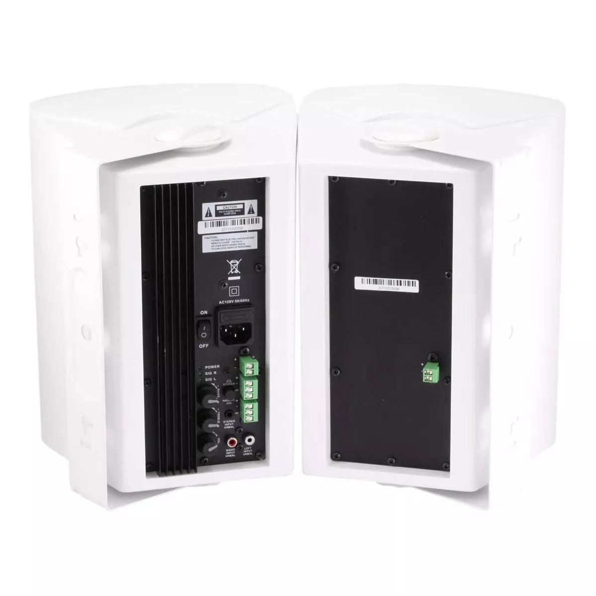 Monoprice 2-Way Active Wall Mount Speakers (Pair) 25W White