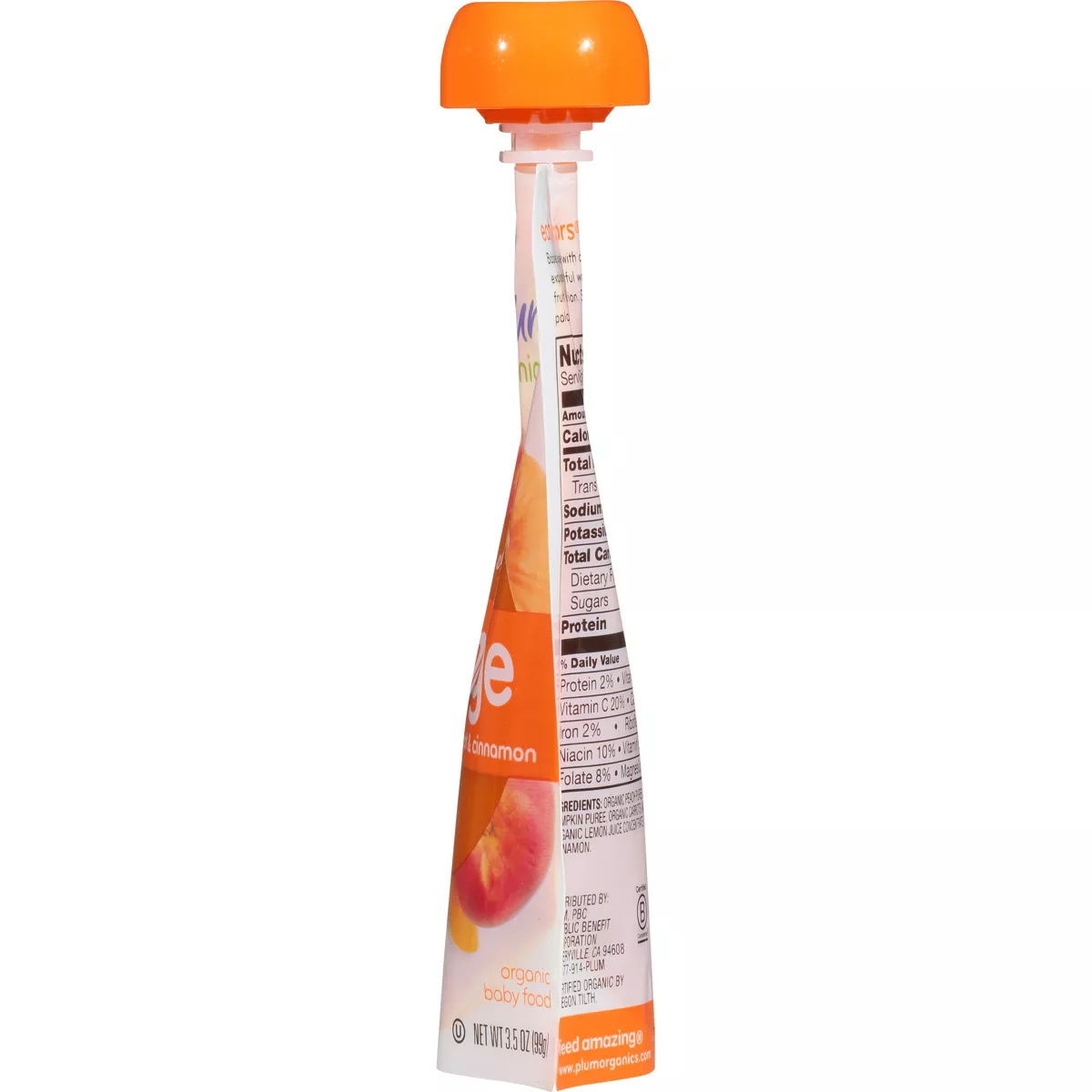 Plum Organics Peach Pumpkin Carrot & Cinnamon Baby Food Pouch - 3.5oz