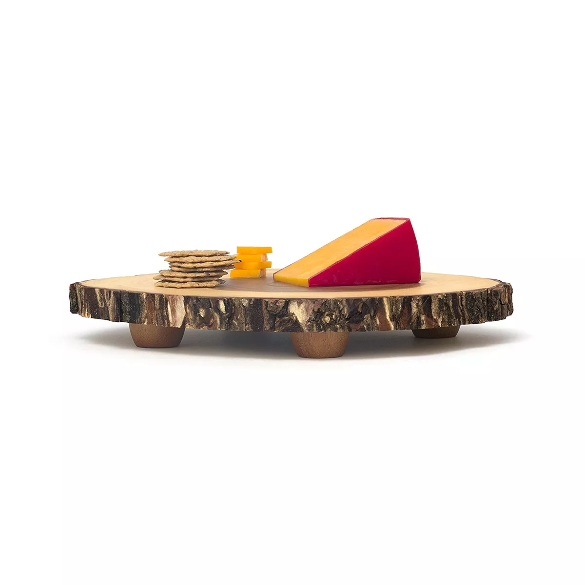 Lipper International 1010 Handcrafted Acacia Tree Bark Footed Server Platter for Cheese, Crackers, and Hors D'oeuvres, Small
