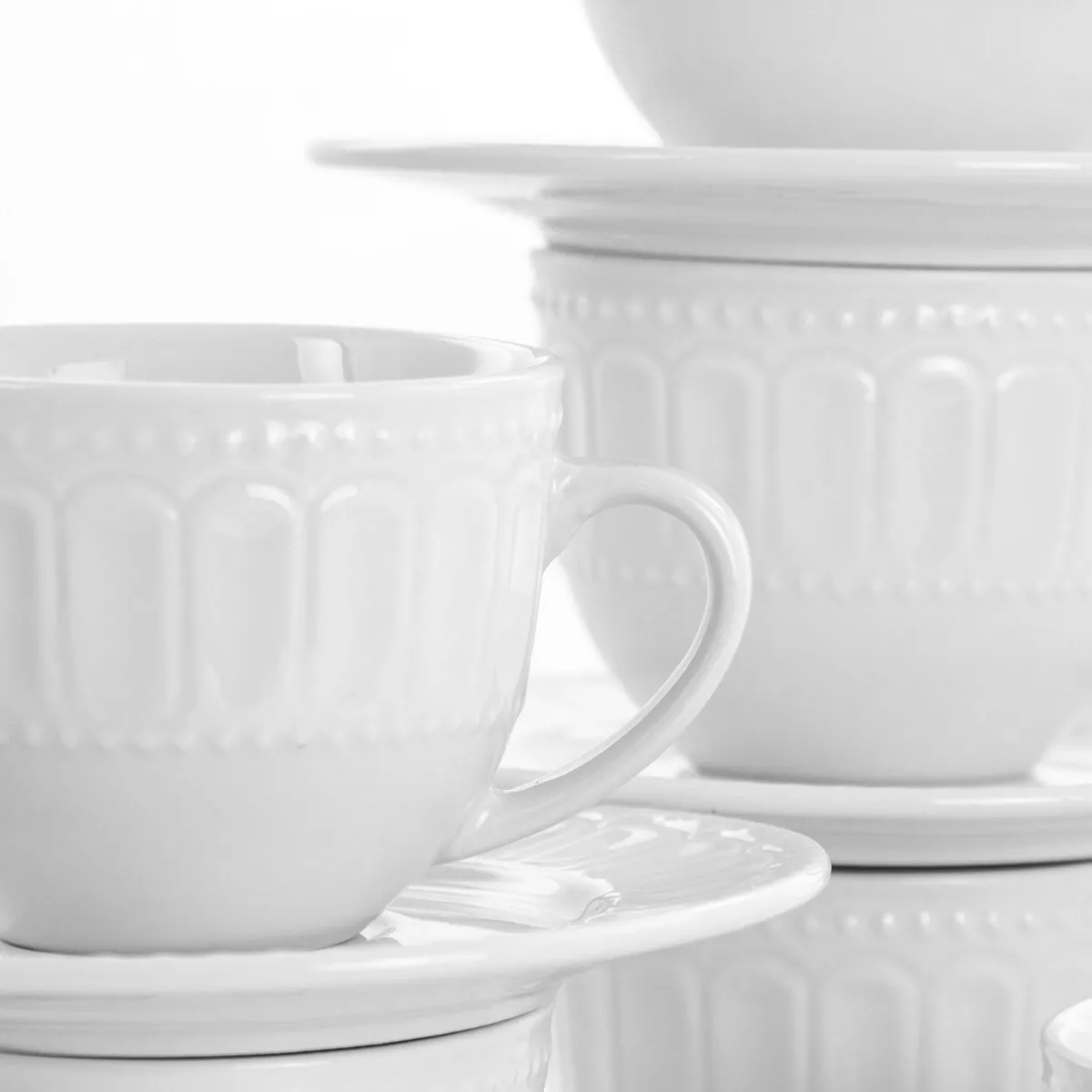 10oz 6pk Porcelain Charlotte Mug Set White - Elama