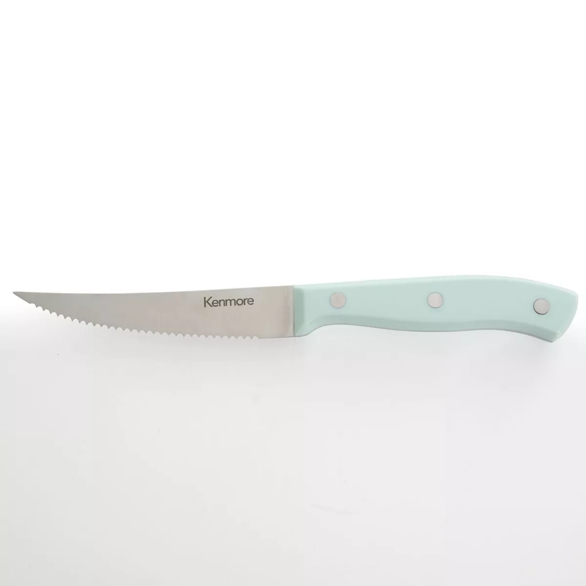Kenmore Kane 14 Piece Stainless Steel Cutlery Set in Glacier Blue with Rubber Wood Block
