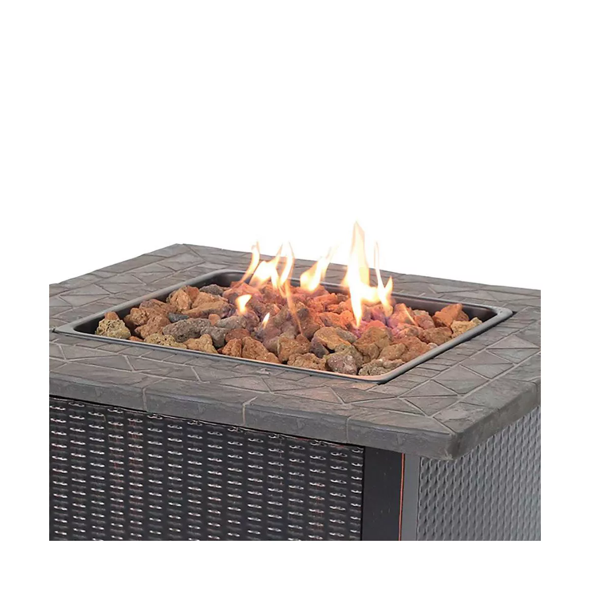 Endless Summer 30 inch Gas Firepit with Lava Rock and Real Slate Mantel