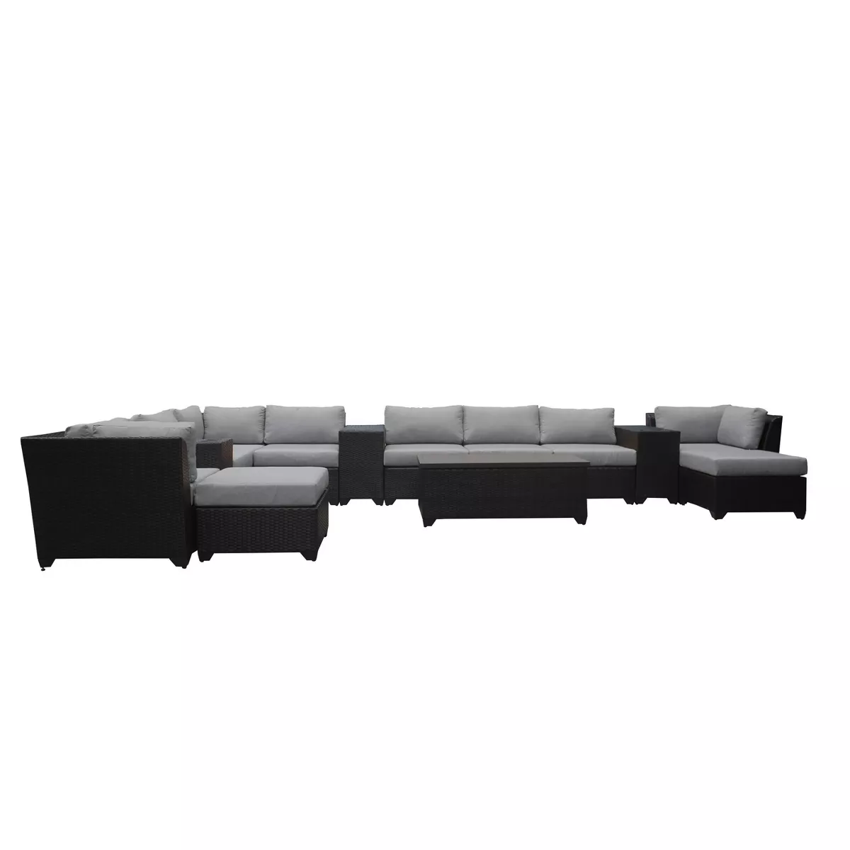 Barbados 14pc Patio Sectional Seating Set with Cushions - Gray - TK Classics