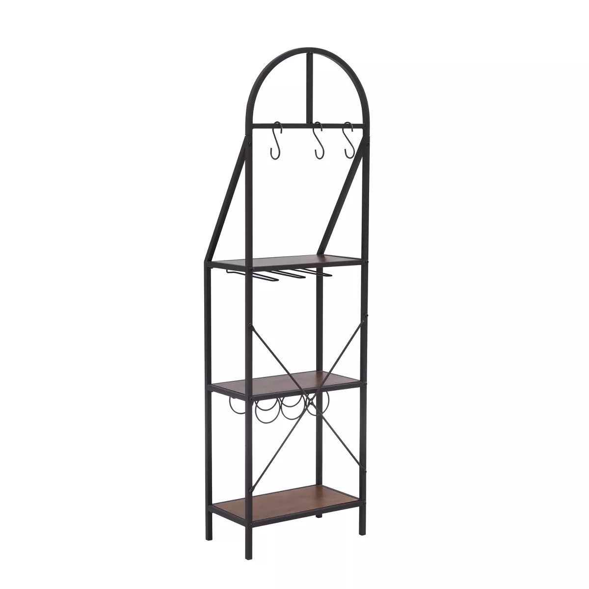 Danton Bakers Rack Rustic Brown With Dark Distressed Pine - Aiden Lane