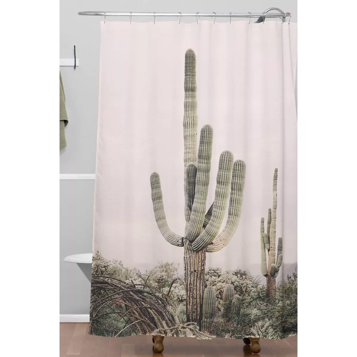 Sisi and Seb Pastel Cactus Shower Curtain Pink - Deny Designs