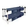 Disc-O-Bed Large Cam-O-Bunk 79 x 28 Inch Portable Folding Bunked Double Camping Cot Bed with 2 Organizers and 2 Carry Bags, Navy Blue