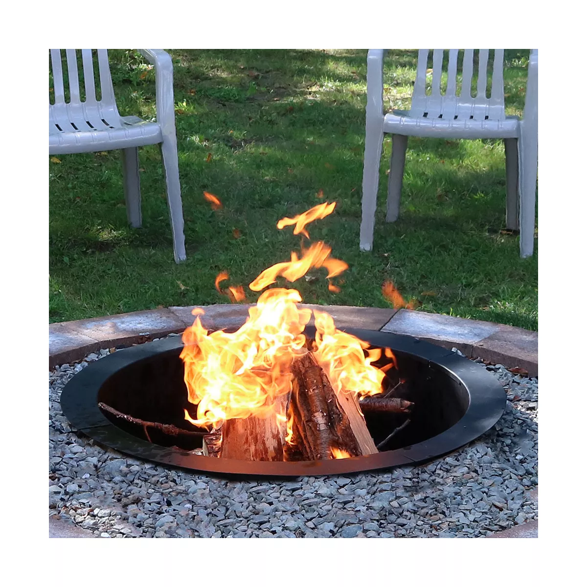 Sunnydaze Outdoor Heavy-Duty Steel Portable Above Ground or In-Ground Round Fire Pit Liner Ring - 27