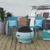 Asher 27" Outdoor Wood Burning Fire Pit with Grilling Surface - Aqua Haze - Novogratz